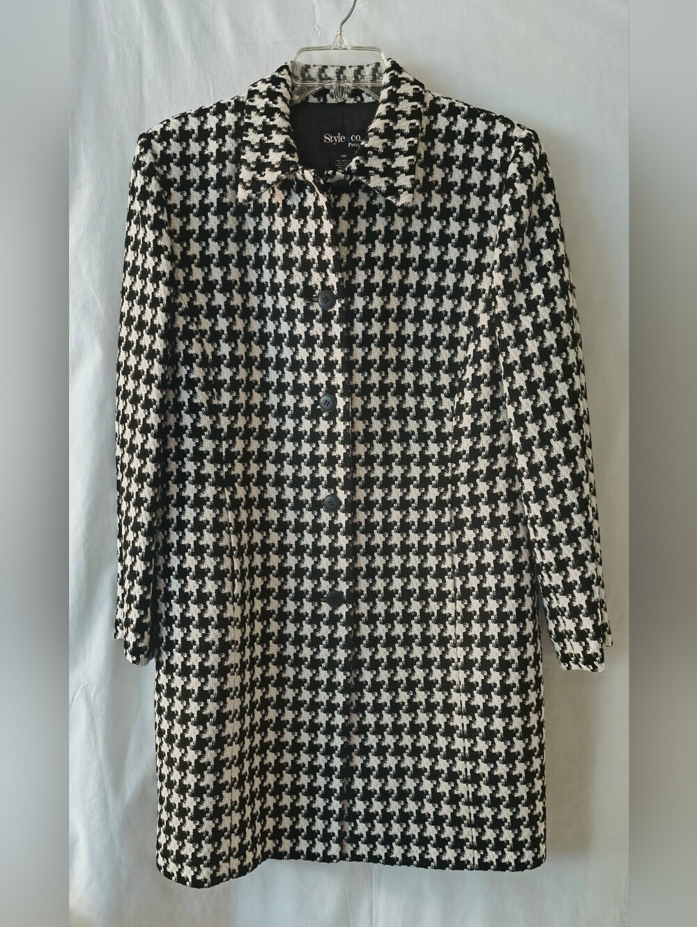 Style & Co Petite Houndstooth Wool Trench Coat